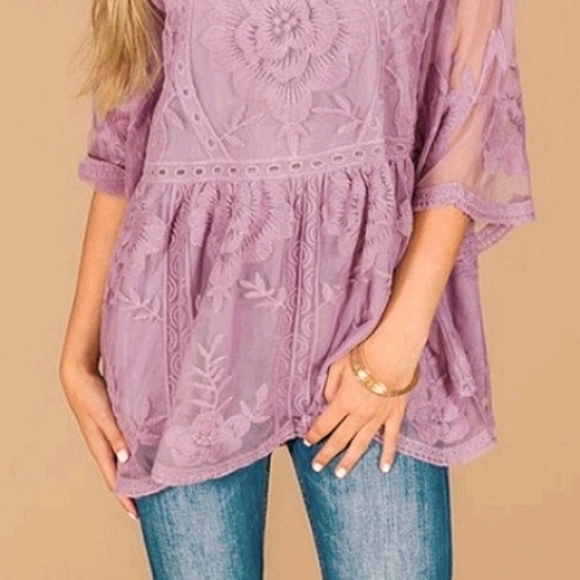 Blissful Lace Babydoll Top / Boho Shirt Blouse - Picture 7 of 9